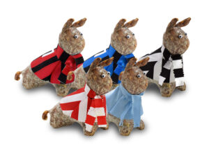 5 conigli di salame con maglie di squadre di calcio